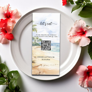 Menu Watercolor Beach et Palm Trees QR Code Mariage