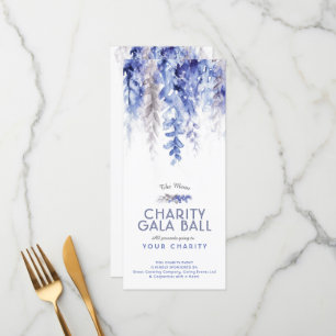 Menu watercolor blue grey gala événement caritatif