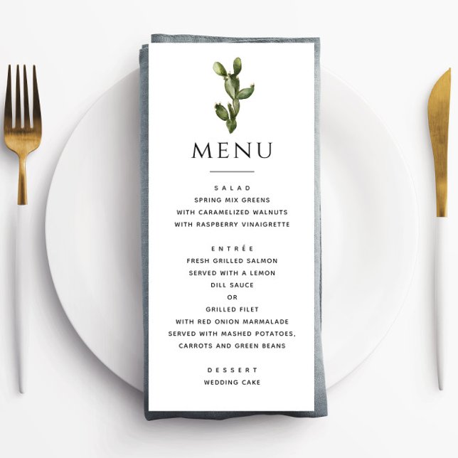 Menu Watercolor Desert Cactus | Elegant Mariage Boho (Créateur téléchargé)
