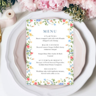 Menu Watercolor Meadow Fleur sauvage Floral Mariage Dîn