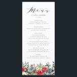 Menu Watercolor Winter Blooms Garland Mariage<br><div class="desc">Ajoutez un accent hivernal au paysage de table de votre événement avec ces cartes de menu personnalisables. Elles comprennent une guirlande fleurie aquarelle avec des fleurs de poinsettia, des roses rouges, des pinecones et de la verdure. Personnalisez en ajoutant des noms et d'autres détails du menu. Ces cartes de menu...</div>