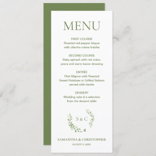 Menu Watercolor Wirath Monogramme Mariage personnalisé