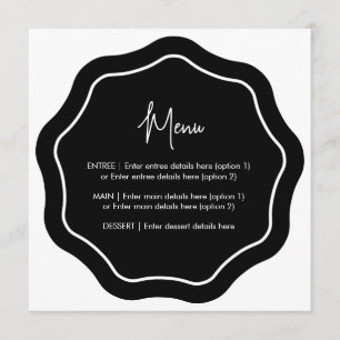 Menu Wavy minimaliste amusant noir et blanc