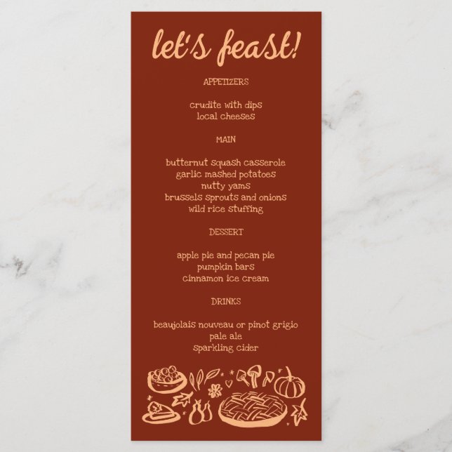 Menu Whimsgiving Friendsgiving Holiday CUSTO (Devant)
