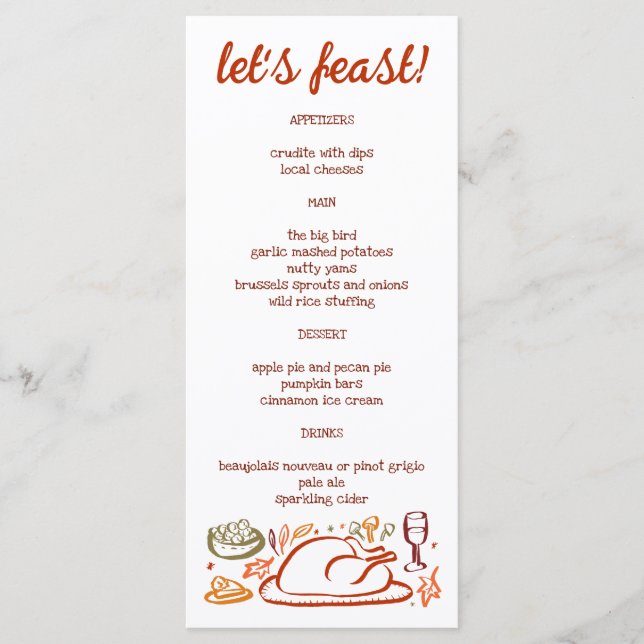 Menu Whimsgiving Friendsgiving Holiday CUSTO (Devant)