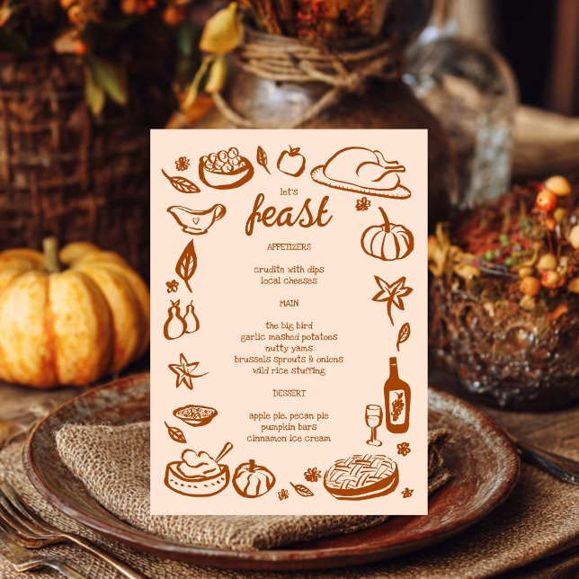 Menu Whimsgiving Friendsgiving HolidayCUSTOM (Whimsical Thanksgiving Friendsgiving HolidayCUSTOM Menu
)