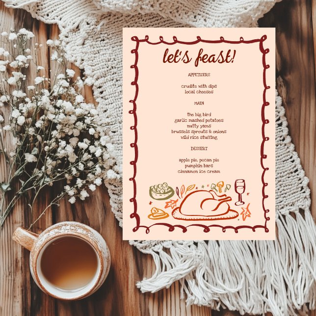 Menu Whimsgiving Friendsgiving HolidayCUSTOM (Whimsical Thanksgiving Friendsgiving HolidayCUSTOM Menu
)