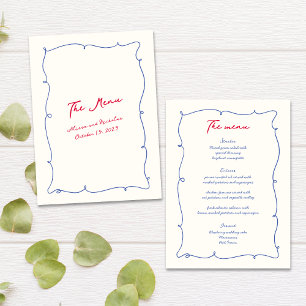 Menu Whimsical Colorful Wavy Border & Script Mariage