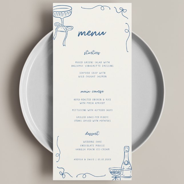 Menu Whimsical French Fun Engagement Party ou Mariage (Créateur téléchargé)