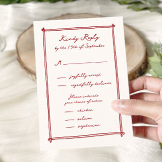Menu Whimsical Main Drawn Option Wedding rsvp