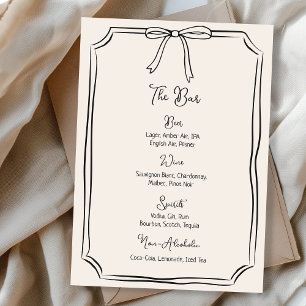 Menu Whimsical Main tiré Bow Girly Coquette Chic