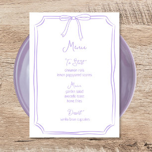 Menu Whimsical Main tiré Bow Girly Coquette Chic