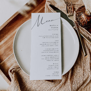 Menu Whimsical Minimalist Script Wedding Dinner