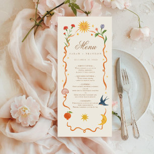 Menu Whimsical peint à la main Celestial Folk Mariage