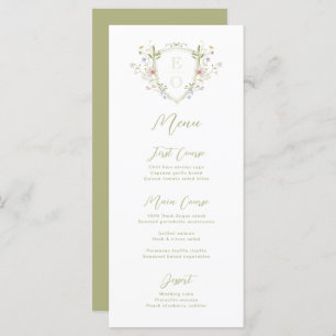Menu Whimsstel Fleur sauvage Monogram Crest Mariage