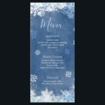 Menu White Blue Snow in Love Snowflake Bridal Shower<br><div class="desc">White Blue Snow in Love Snowflake Bridal Shower Menu Card</div>