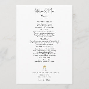 Menu White Champagne Toast Engagement Party II