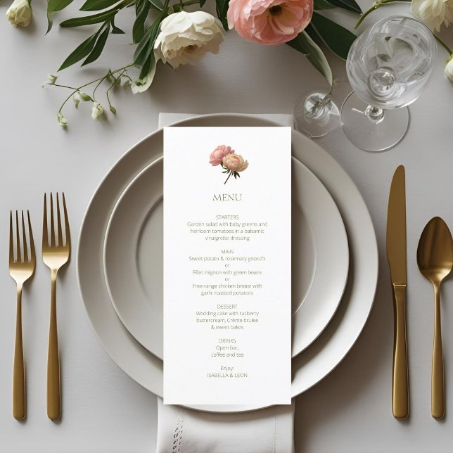 Menu White | Chic Rose Wedding  (Créateur téléchargé)