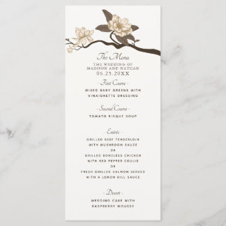 Menu White Elegant Vintage Magnolia Wedding