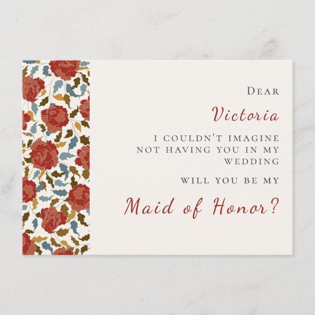 Menu Wild Rose Floral Petals Garden Affair Mariage (Devant)