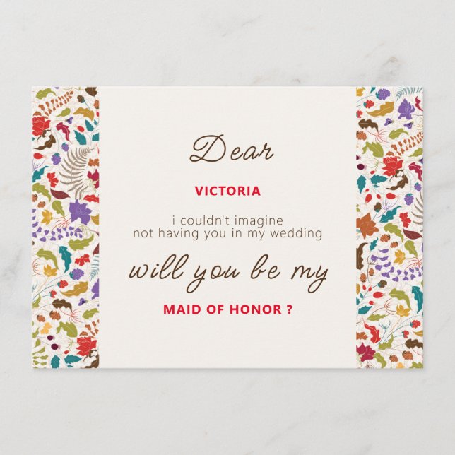 Menu Wild Rose Woods Exotic Flower Garden Mariage (Devant)