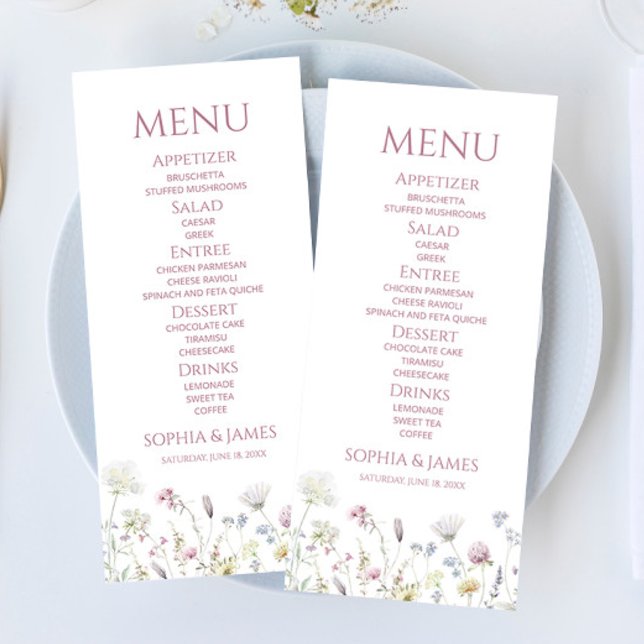 Menu Wildflower Wild Flower Floral Garden Wedding Food (Créateur téléchargé)