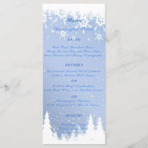 Menu Winter Wonderland Mariage, neige, fête de Noël,