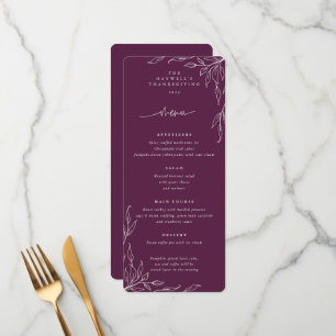 Menu Winterberry Leaf Motif Thanksgiving Appartement 4 