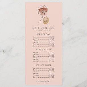 Menu Woman Line Art Maquillage rose Artiste Prix plat M