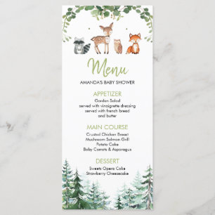 Menu Woodland Forest Oh Boy Baby shower
