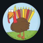Menurkey Magnet<br><div class="desc">Cet aimant présente une Menurkey charismatique et charmante (combinaison de Menorah et de Turquie),  pour célébrer cette année la fête croisée Chanukah-Thanksgiving.</div>