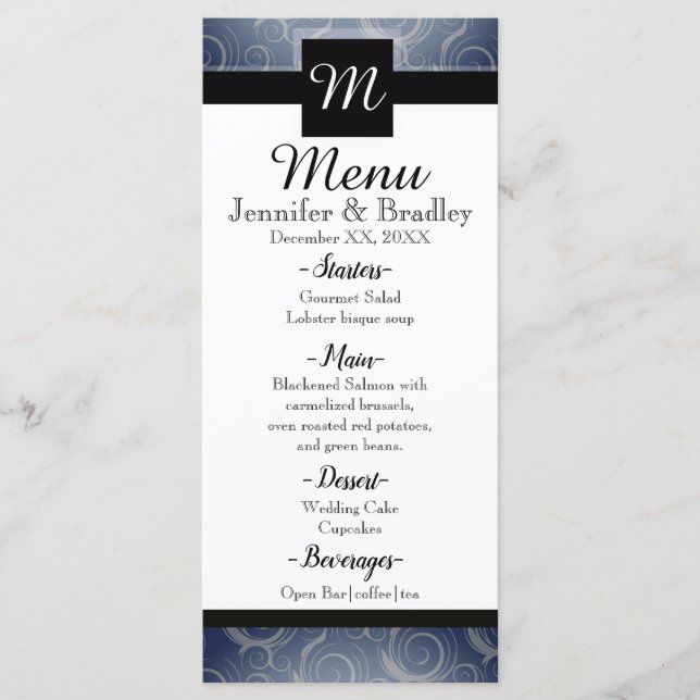 Menus à volutes monogrammes (Devant)