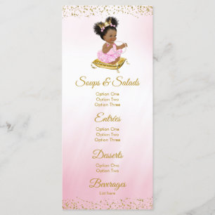 Menus Baby shower Princesse Rose