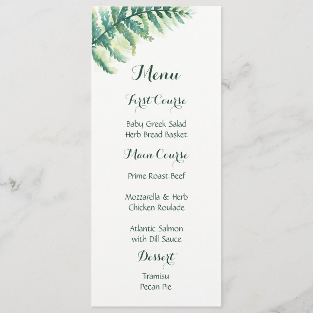 Menus d'aquarelle verte (Devant)