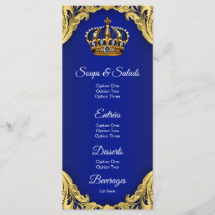 Menus de Baby Shower pour Prince Bleu Or