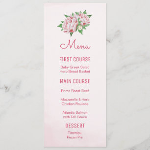 Menus de fleurs d'aquarelle Pink Peonies