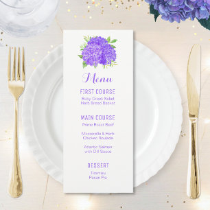 Menus de fleurs d'aquarelle pourpre Hydrangea Bouq