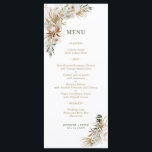 Menus de mariage bohème botanique vert et or<br><div class="desc">Ajoutez des détails à votre journée spéciale avec cette belle carte de menu de mariage bohème ! Ce design présente un texte personnalisé simple avec un fond botanique bohème. Les fournitures de fête assorties sont disponibles dans ma boutique BaraBomWedding. Merci !</div>