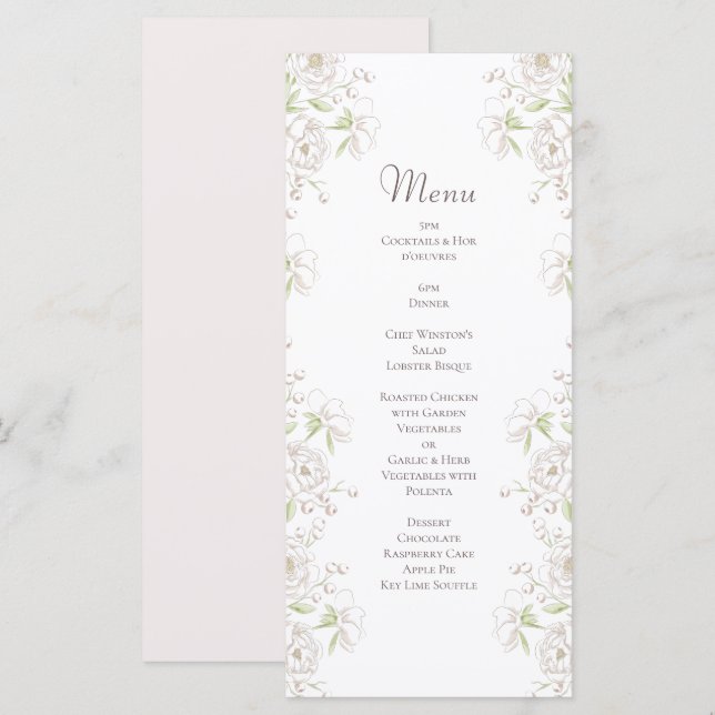 Menus de mariage classiques White Rose (Devant / Derrière)