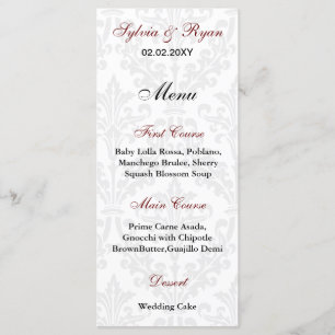 Menus de Mariage damassé