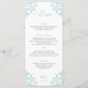 Menus de mariage élégants Nadine (Turquoise clai