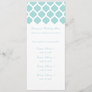 Menus de Mariage Motif bleu marocain