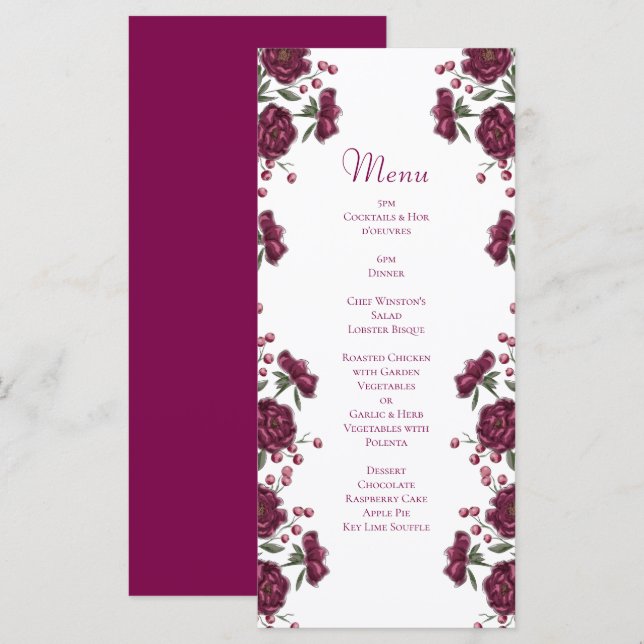 Menus de mariage Rose Marron (Devant / Derrière)