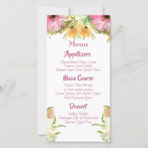 Menus fleur sauvage Floral Mariage