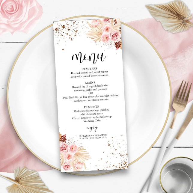 Menus Mariage aquarelle | Parties scintillant flor (Créateur téléchargé)