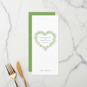 Menus mariage blanc vert pour le coeur de mélèze