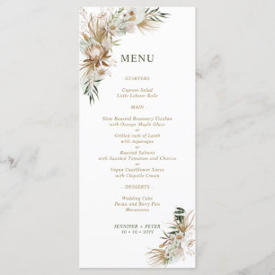 Menus Mariage Botanique Boho Vert & Or