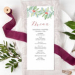 Menus Mariage de Noël Aquarelle Verdure<br><div class="desc">Ce menu mariage de Noël est doté d'une verdure d'aquarelle avec des baies rouges. Utilisez les champs modèle pour ajouter vos cours personnalisés. La carte revient à une couleur rouge baies offerte. Pour voir le thème mariage correspondant,  visitez le www.zazzole.com/dotellablelle Unique aquarelle art et design de Victoria Grigaliunas</div>