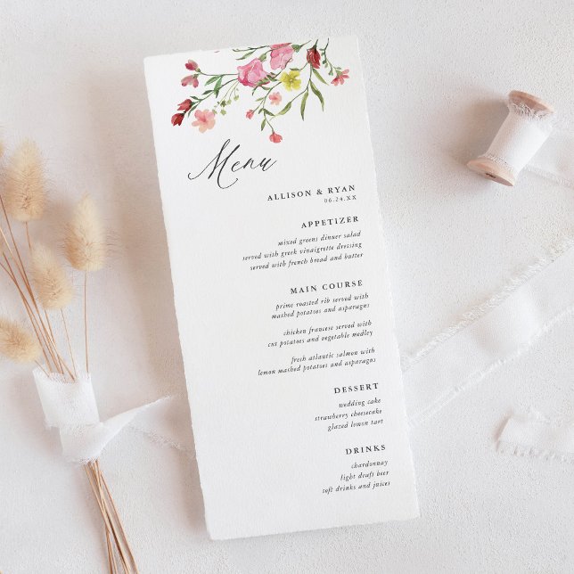 Menus Mariage Fleur sauvage Jardin Whimsical (Créateur téléchargé)