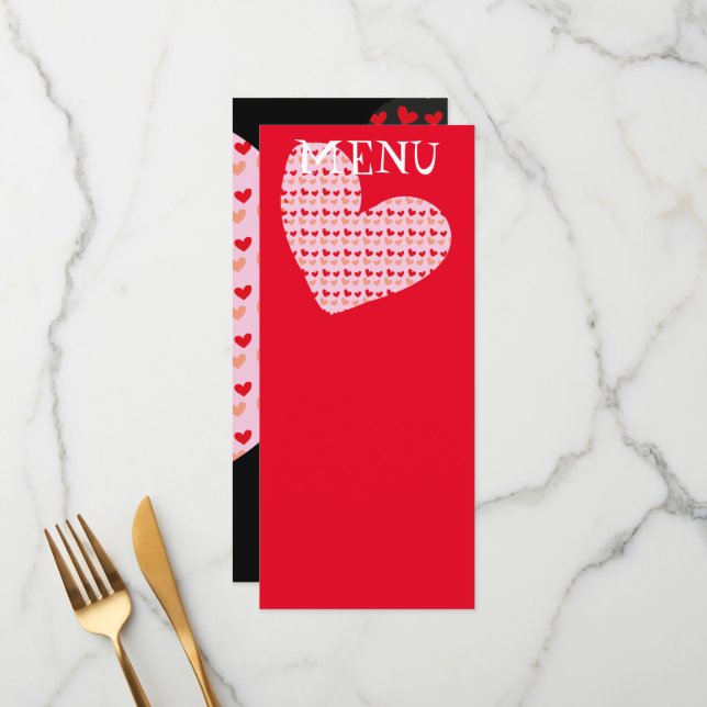 menus mini-coeur rose rouge (Devant/Arrière en situation)